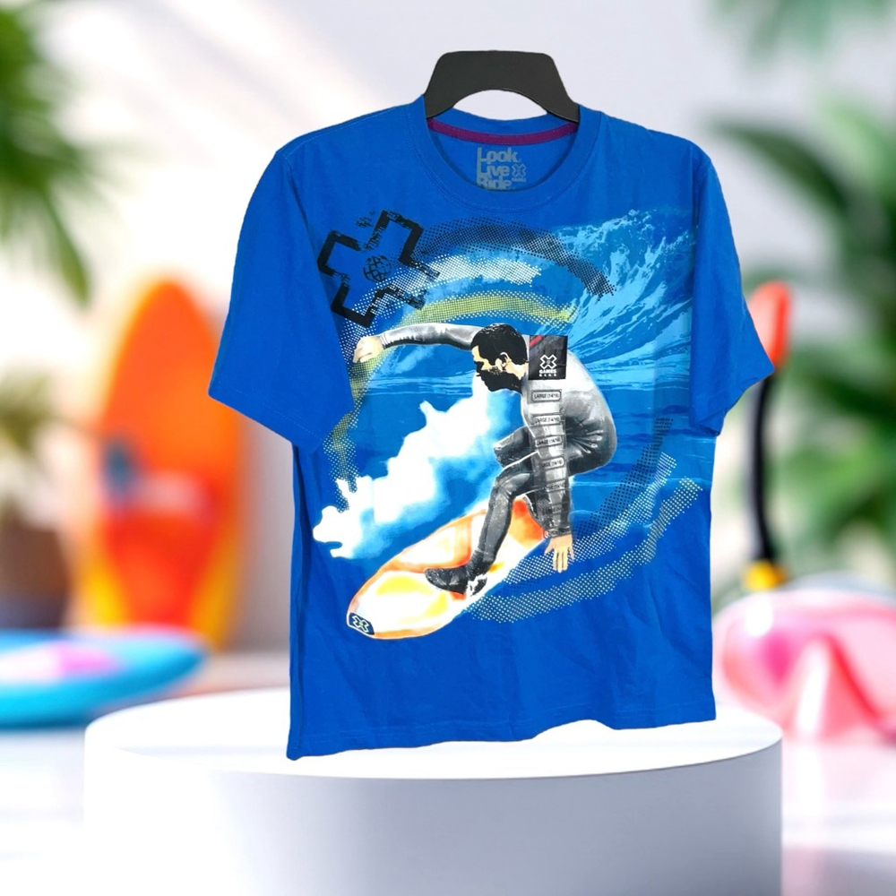 X Games Gear New w Tag Bright Blue Graphic Tshirt Boys Large 14/16